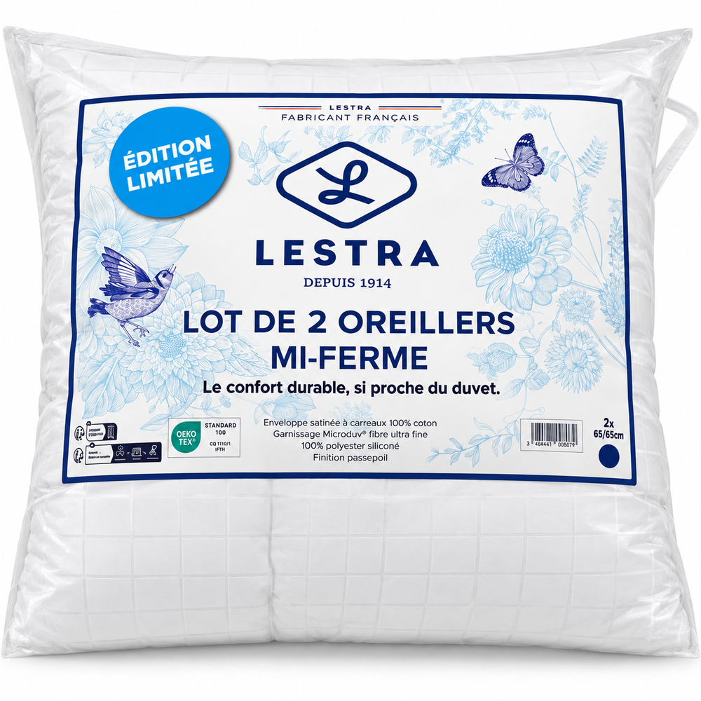 Lot 2 Oreillers Edition Limitée 65x65 cm