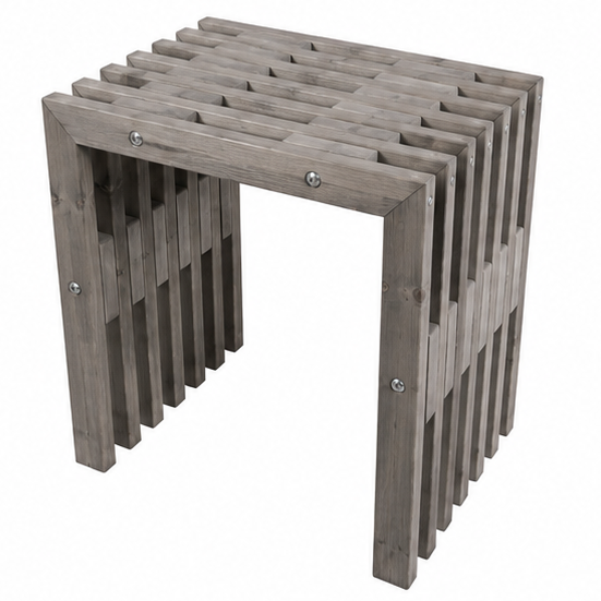 Banc de jardin 45 cm Granny en pin huilé gris - Ecofurn