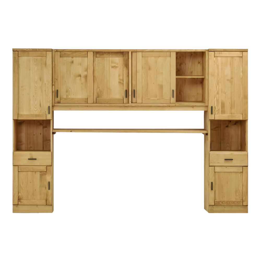 Pont de lit 4 portes coulissantes et 2 colonnes en bois massif