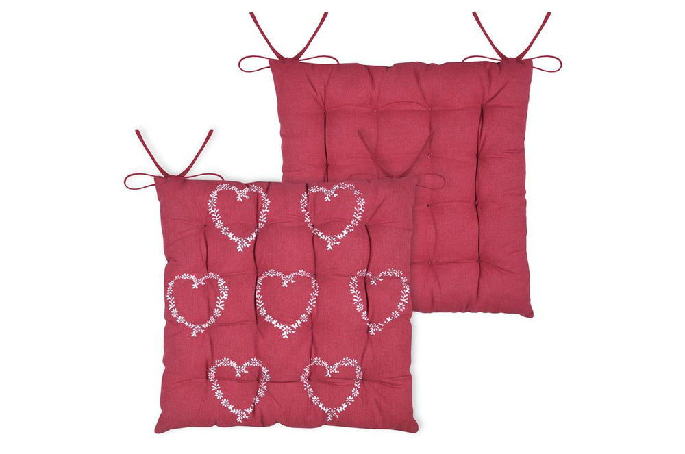 Galette de chaise ARBIN coeurs rouge