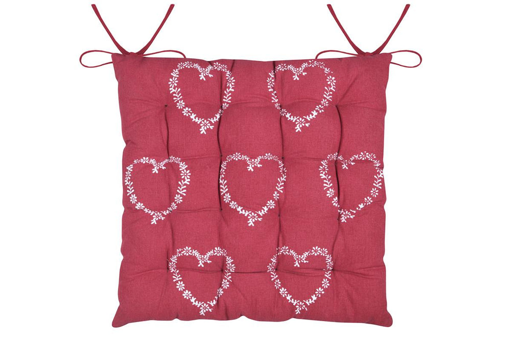 Galette de chaise ARBIN coeurs rouge