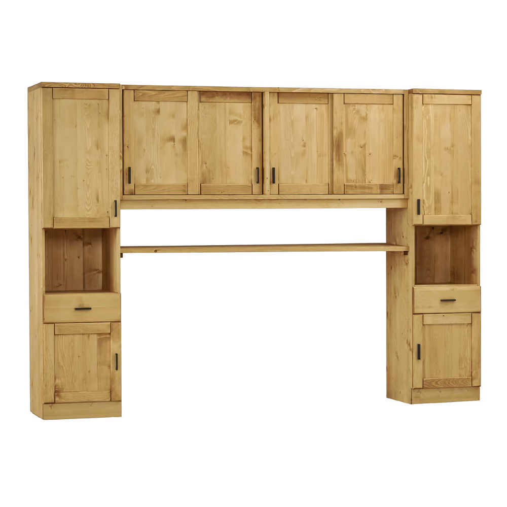 Pont de lit 4 portes coulissantes et 2 colonnes en bois massif