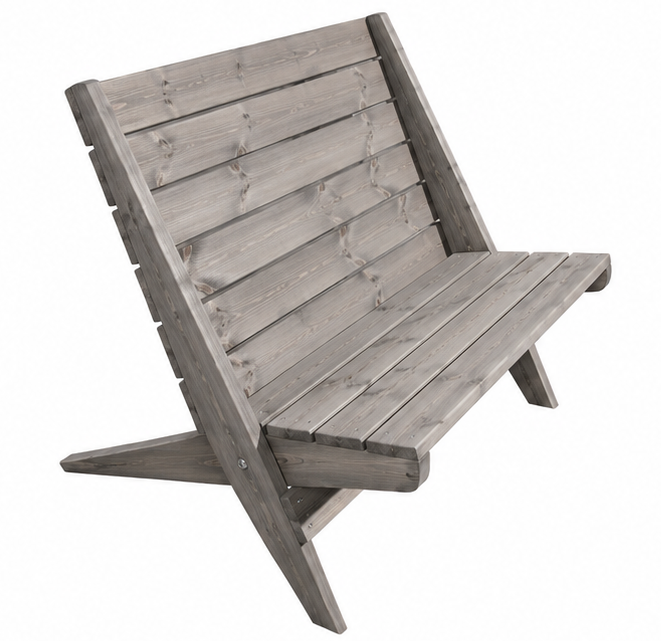 Chaise de jardin double en pin huilé gris - Ecofurn