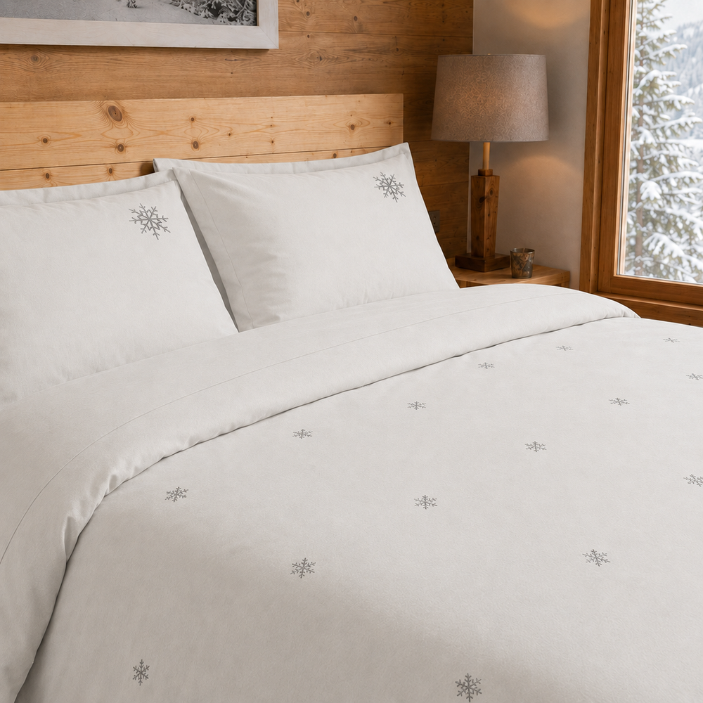 Housse de couette 240 x 220cm neige neige | Flocons de nuit