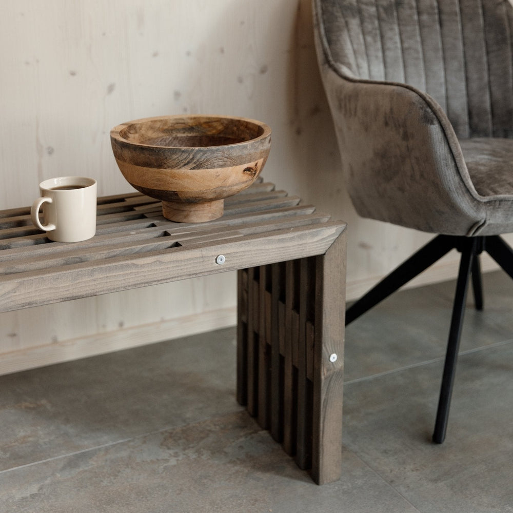 Banc de jardin 100 cm en pin huilé gris - Ecofurn