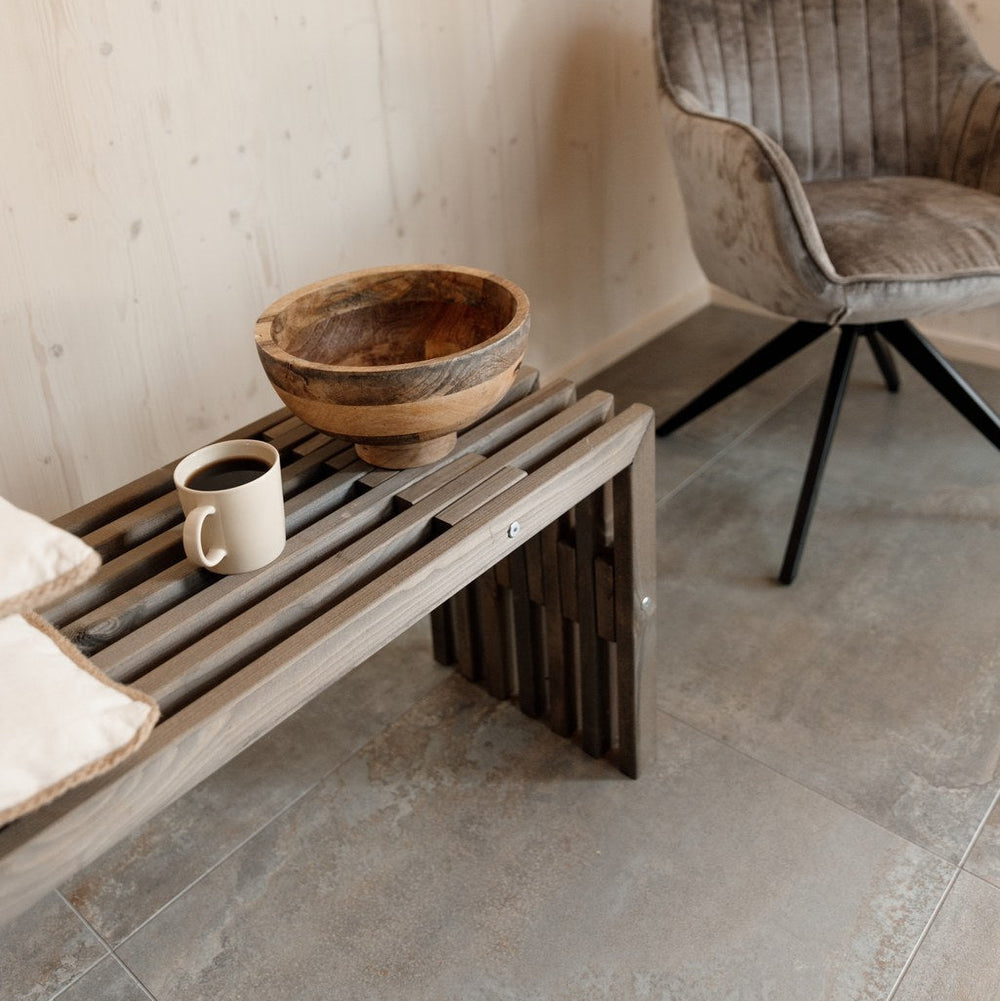 Banc de jardin 100 cm en pin huilé gris - Ecofurn