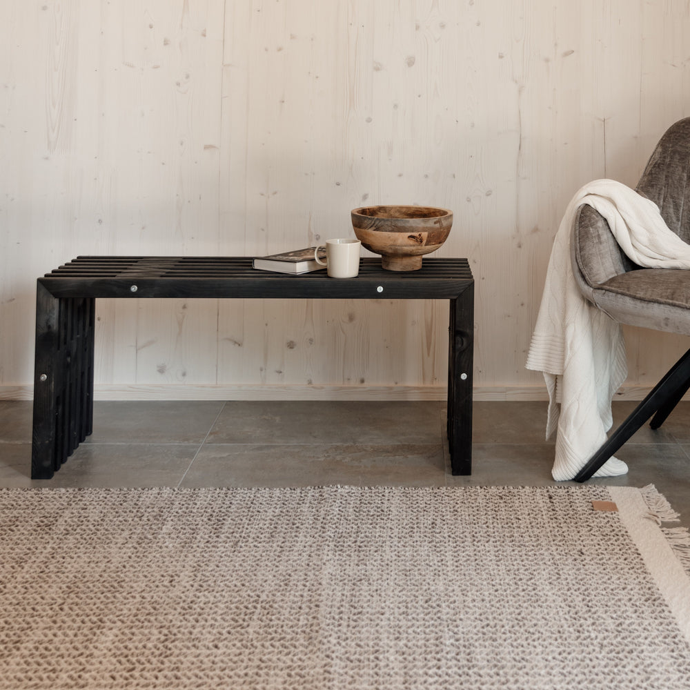 Banc de jardin 100 cm en pin huilé noir - Ecofurn