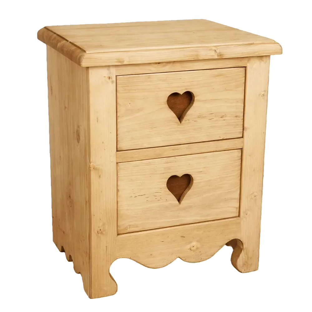 Table de chevet pin massif et coeur