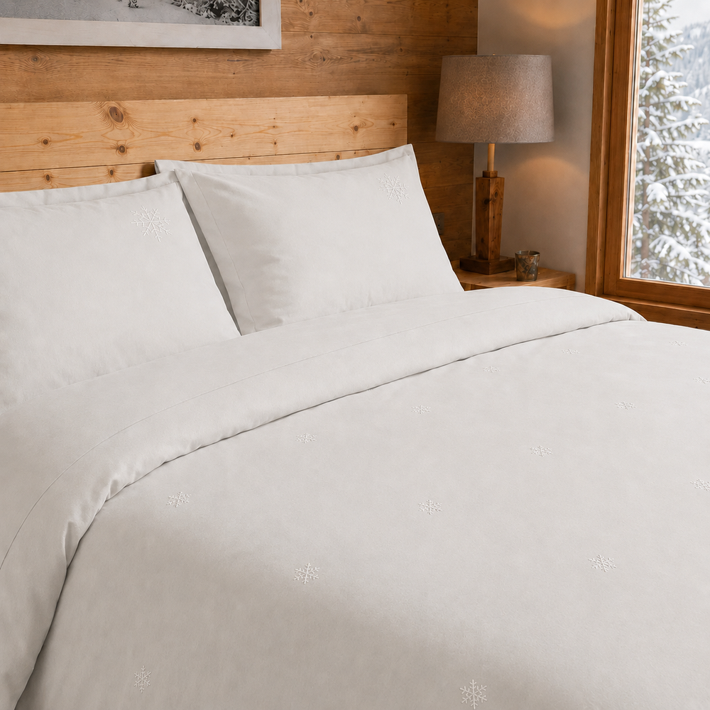 Housse de couette 240 x 220cm neige neige | Flocons de nuit