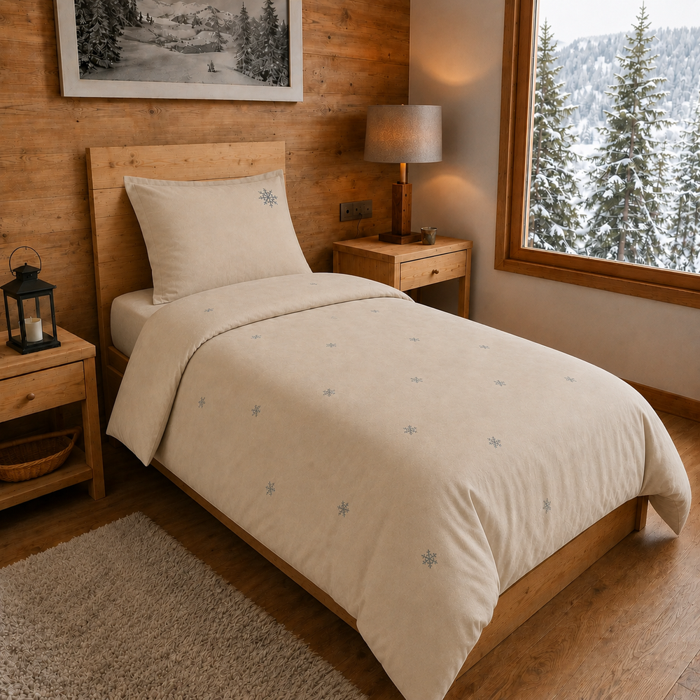 Housse de couette 200 x 200 cm neige sable | Flocons de nuit