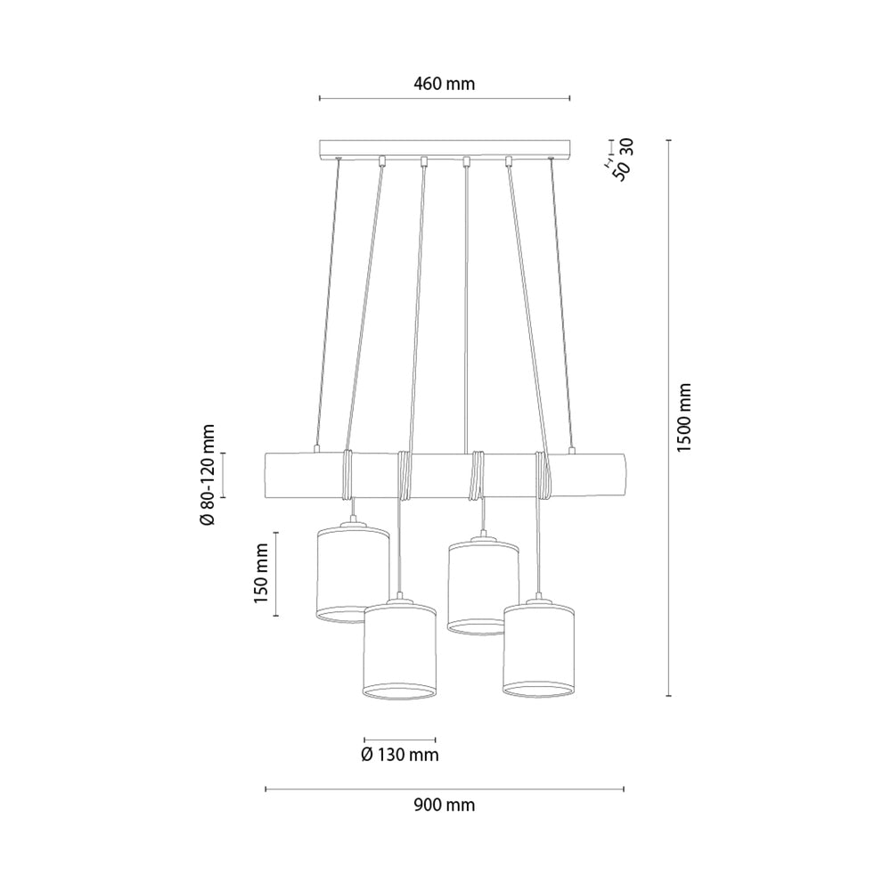 Suspension whisky TRENO 4 abats jours