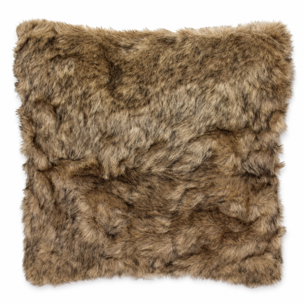 Coussin 45x45cm fausse Fourrure Marron & ours