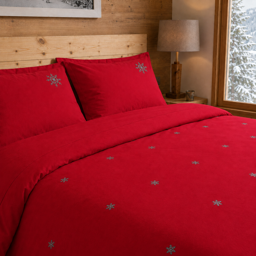 Housse de couette 240 x 220cm neige coquelicot | Flocons de nuit