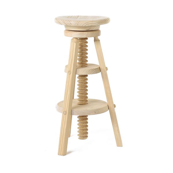 Tabouret de bar à vis réglable en pin massif brut rustique- Région