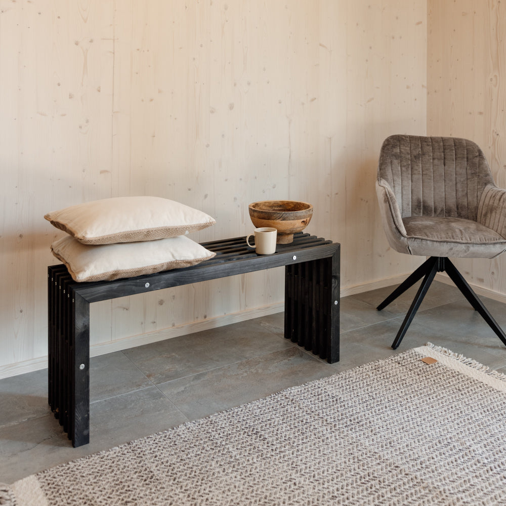 Banc de jardin 100 cm en pin huilé noir - Ecofurn