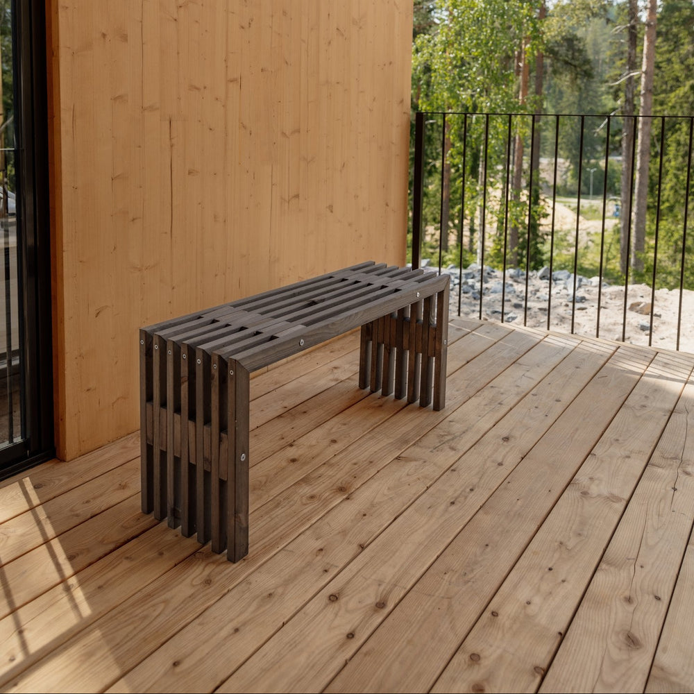 Banc de jardin 100 cm en pin huilé gris - Ecofurn