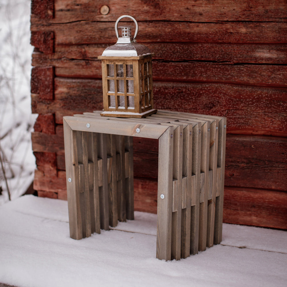 Banc de jardin 45 cm Granny en pin huilé gris - Ecofurn