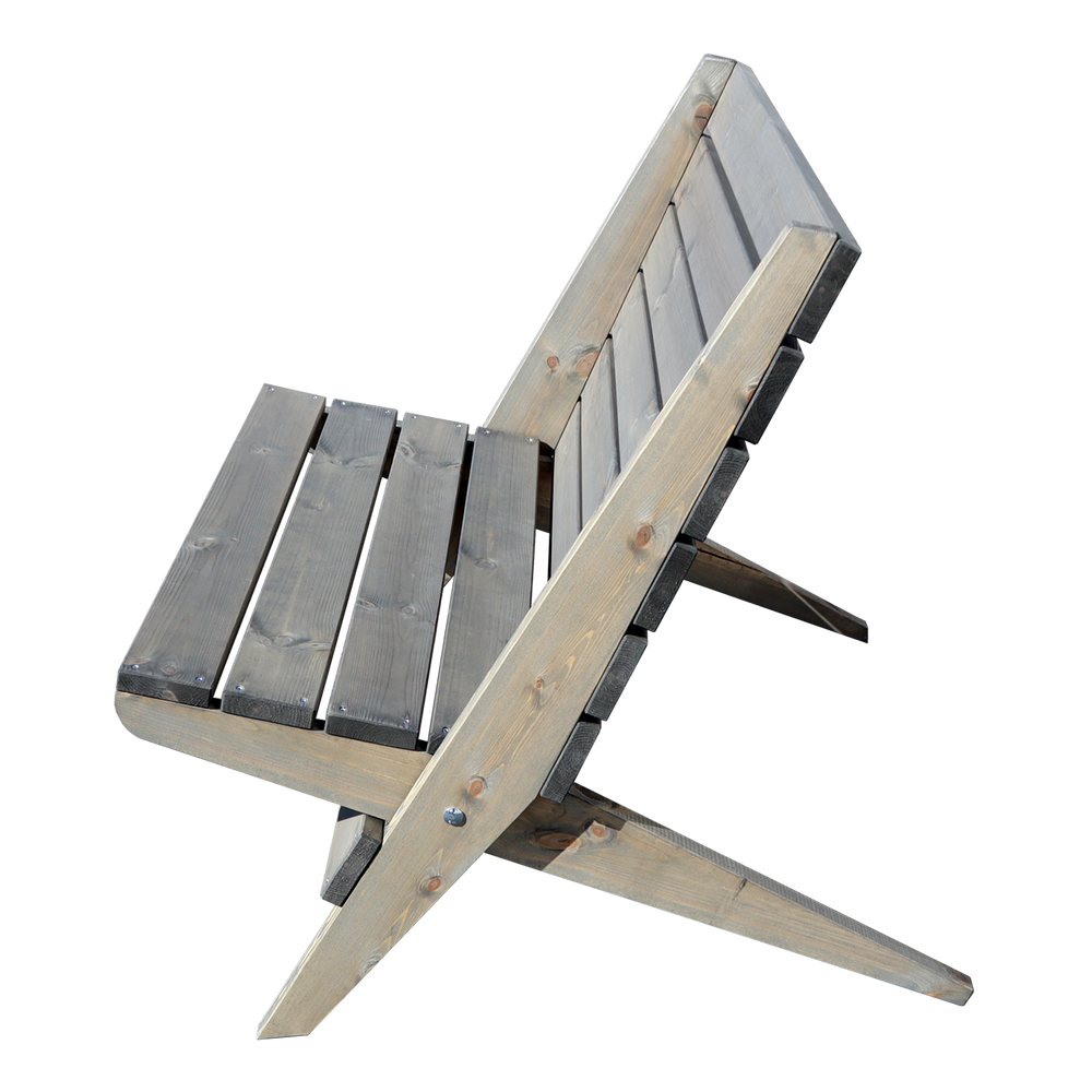 Chaise de jardin double en pin huilé gris - Ecofurn