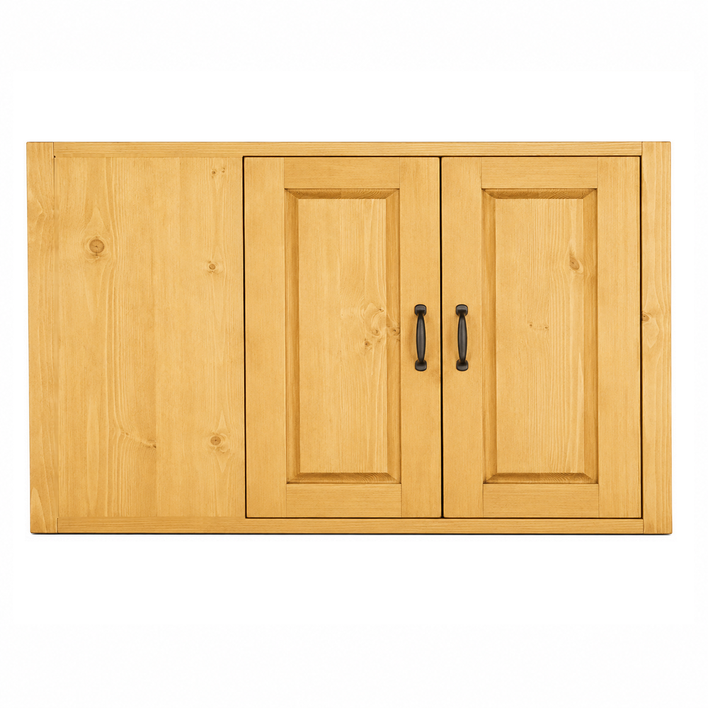 Meuble haut 120 cm d'angle à gauche avec deux portes ARAVIS bois massif