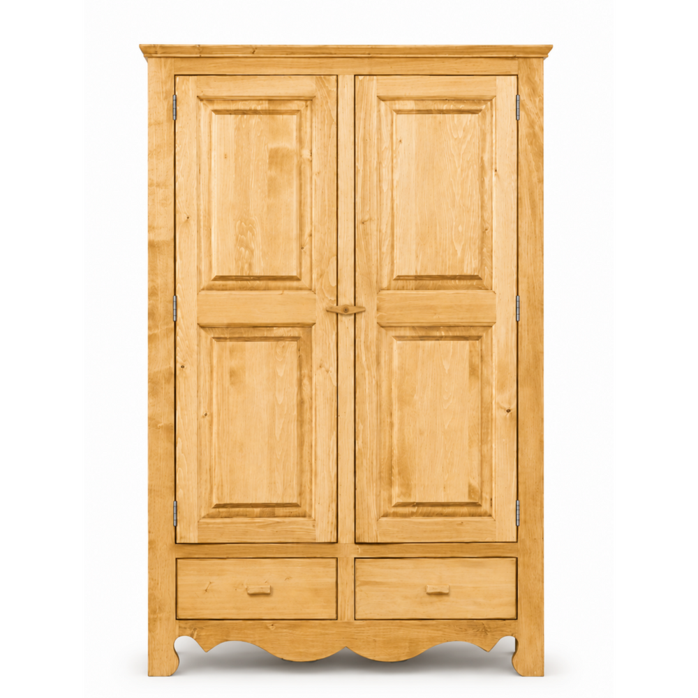 Armoire 2 portes, 2 tiroirs en épicéa massif huilé miel | OREGON