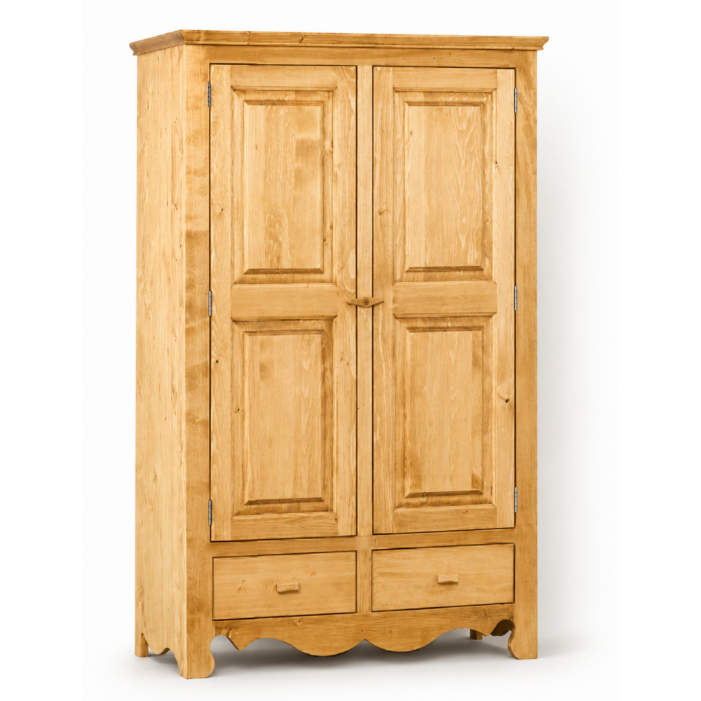 Armoire 2 portes, 2 tiroirs en épicéa massif huilé miel | OREGON