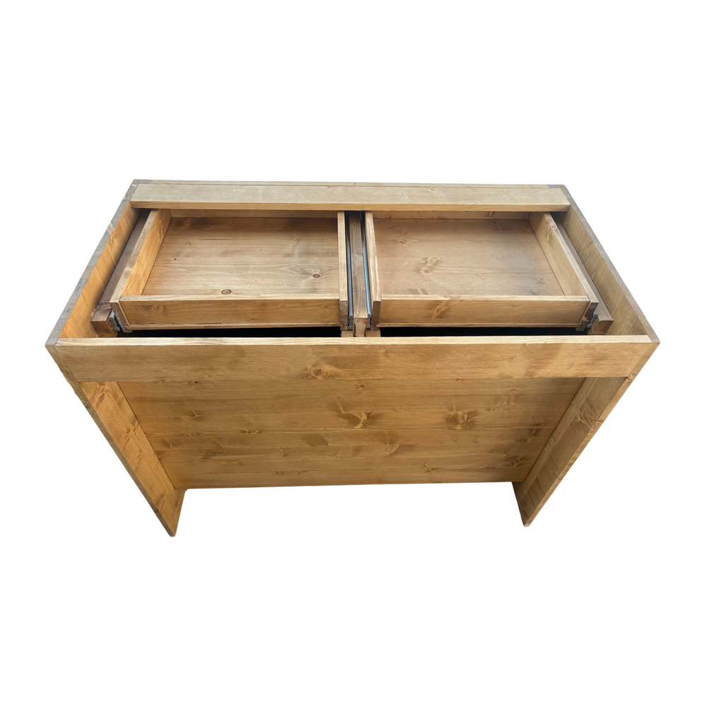 Meuble bas ARAVIS 120 cm deux tiroirs deux portes de rangement bois massif
