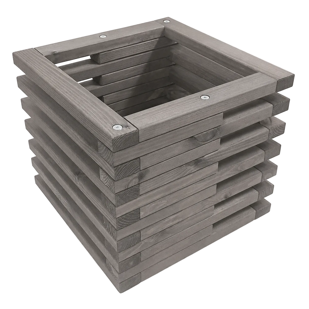 Cache pot de jardin en pin huilé gris - Ecofurn