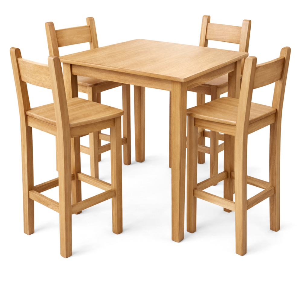 ENSEMBLE Table haute + 4 Tabourets de bar