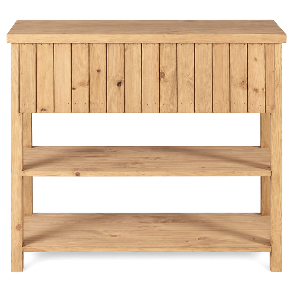Console avec cœur 2 tiroirs en épicéa massif huilé miel | TERROIR