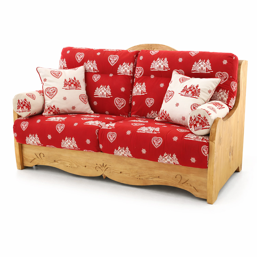 Canapé convertible 140 cm courchevel rouge