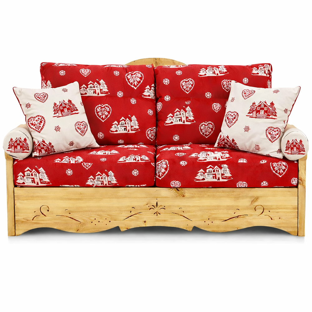 Canapé convertible 140 cm courchevel rouge