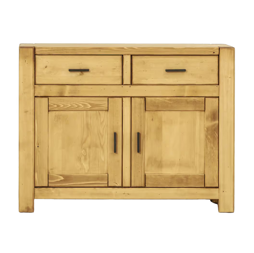 Commode 110 cm deux portes deux tiroirsen épicéa massif huilé miel | DIBONA