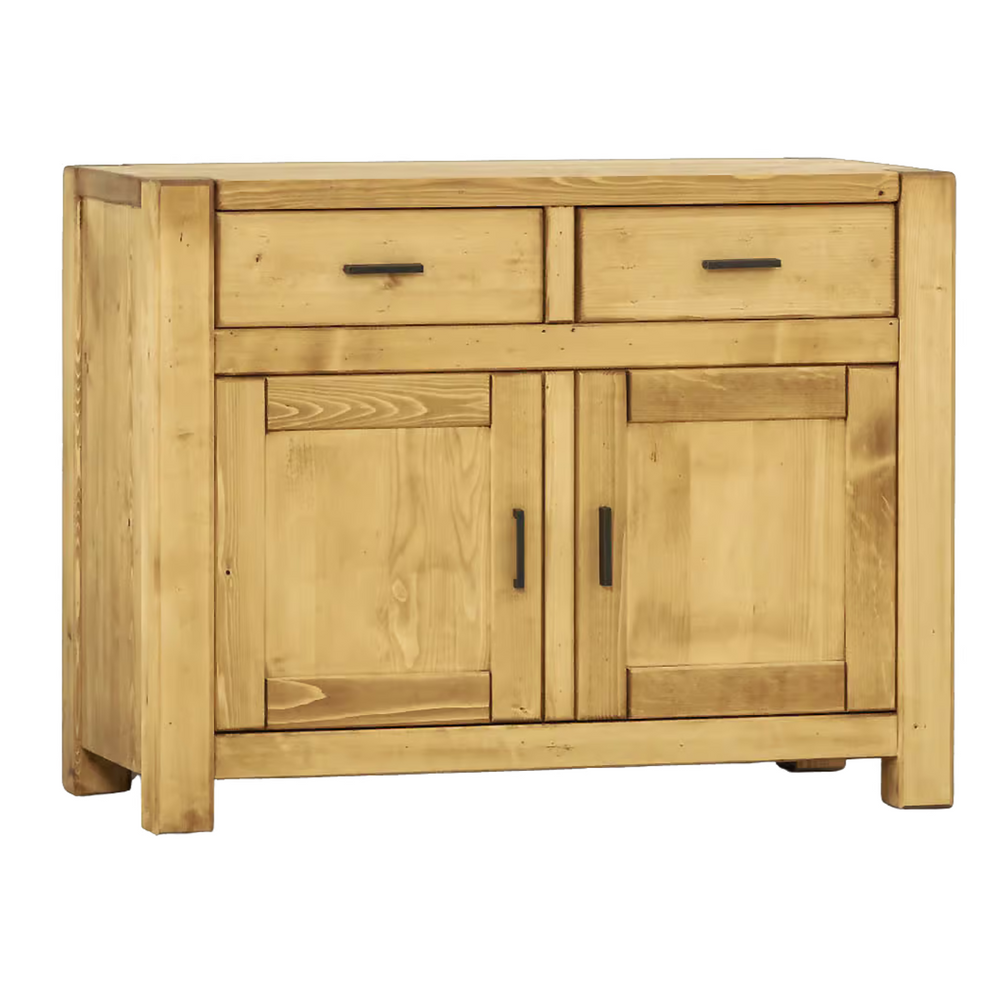Commode 110 cm deux portes deux tiroirsen épicéa massif huilé miel | DIBONA