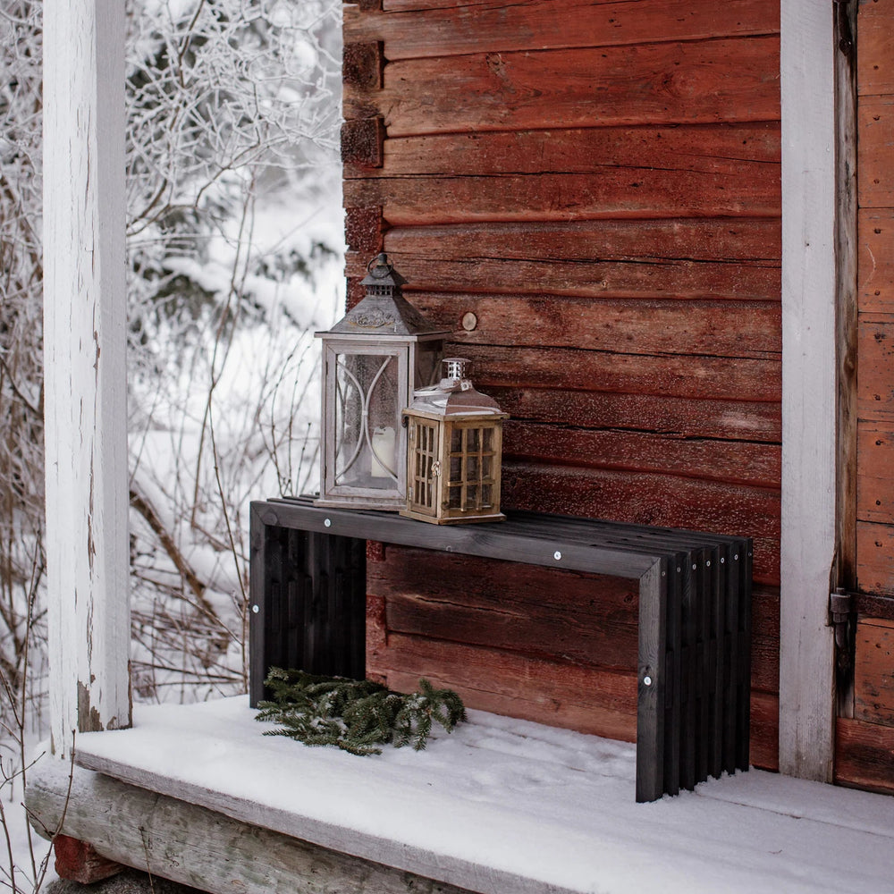 Banc de jardin 100 cm en pin huilé noir - Ecofurn