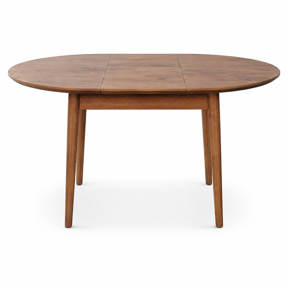 Table ronde extensible Ø110 / 150 cm en épicéa brossé huilé whisky | Nosta