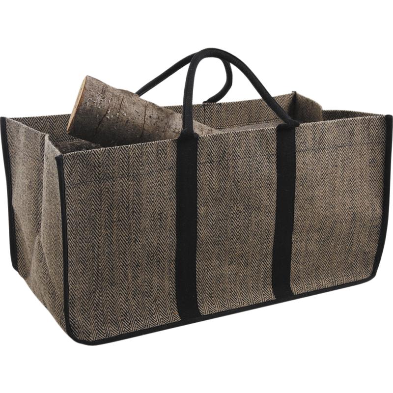 Sac à bûches jute chevron L65cm