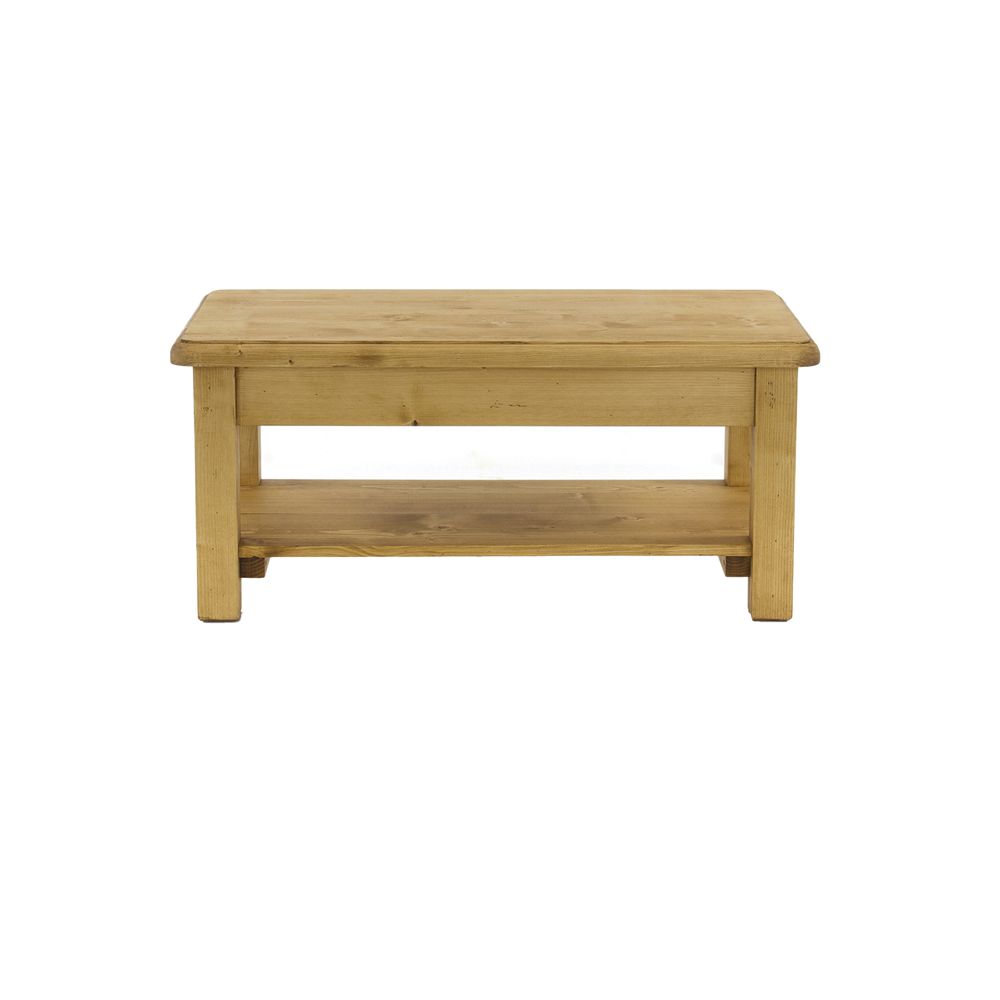 Table basse 100 cm 2 plateaux en épicéa massif huilé miel | OREGON