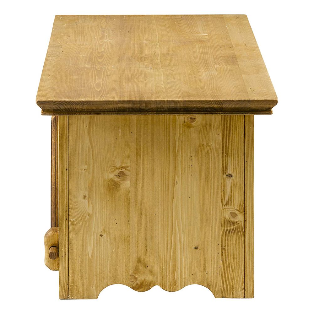 Table basse 120 cm coffre 1 porte basculante en épicéa massif huilé miel | OREGON