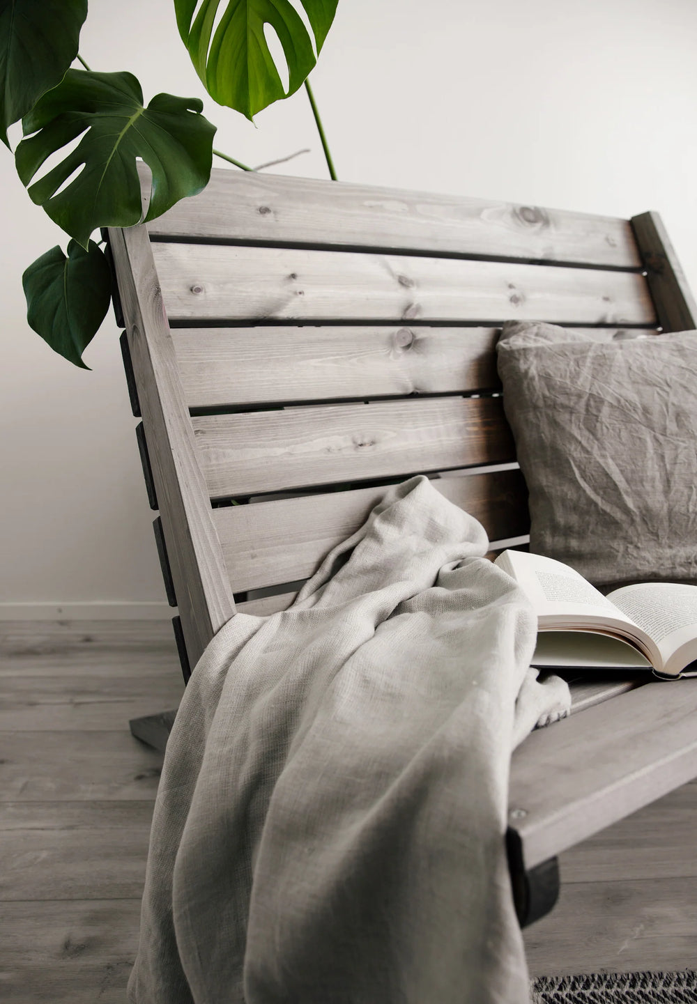 Chaise de jardin double en pin huilé gris - Ecofurn