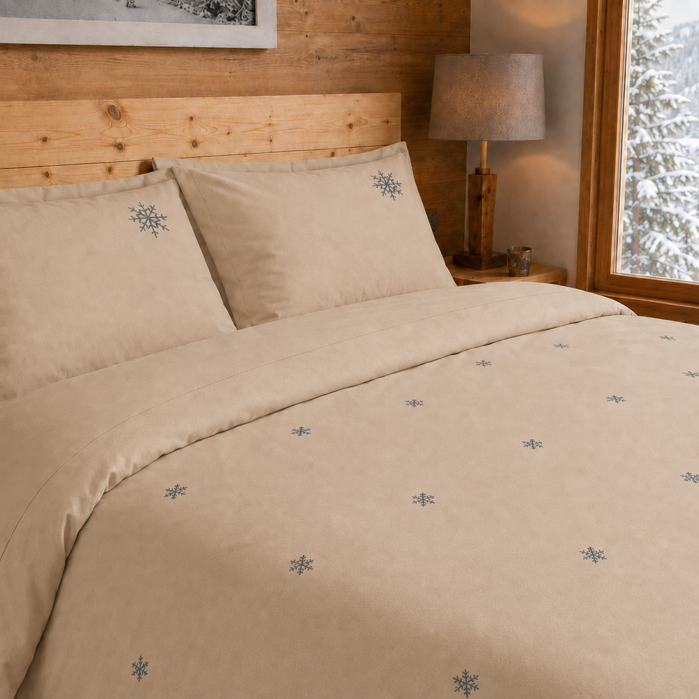 Housse de couette 260 x 240 cm neige sable | Flocons de nuit