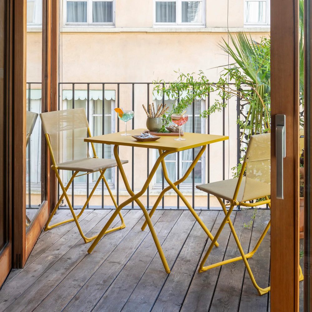 Table de jardin pliante Balcony Acier Jaune