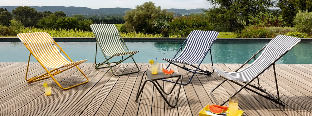Transat jardin pliant multi-positions Vert Rayure