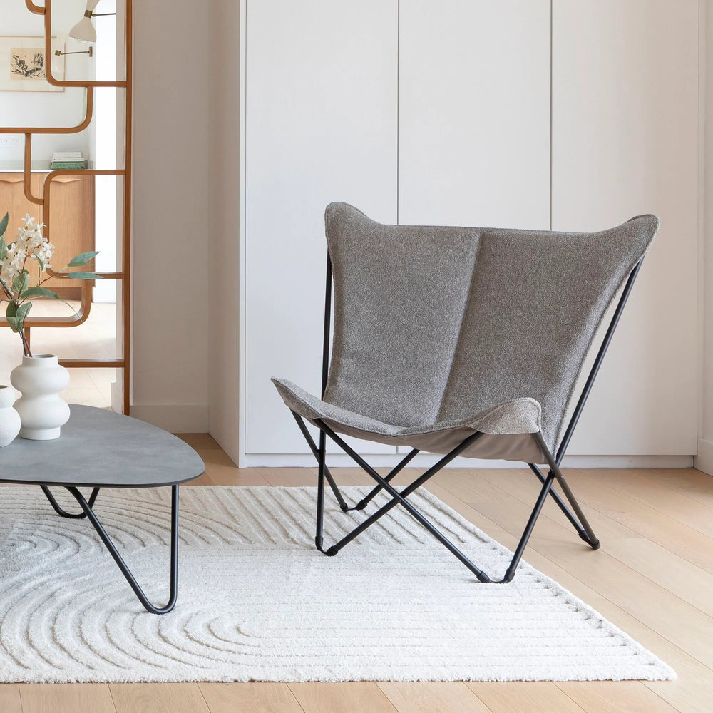 Fauteuil papillon matelassé grande largeur Sphinx Niksen Gris Cendre