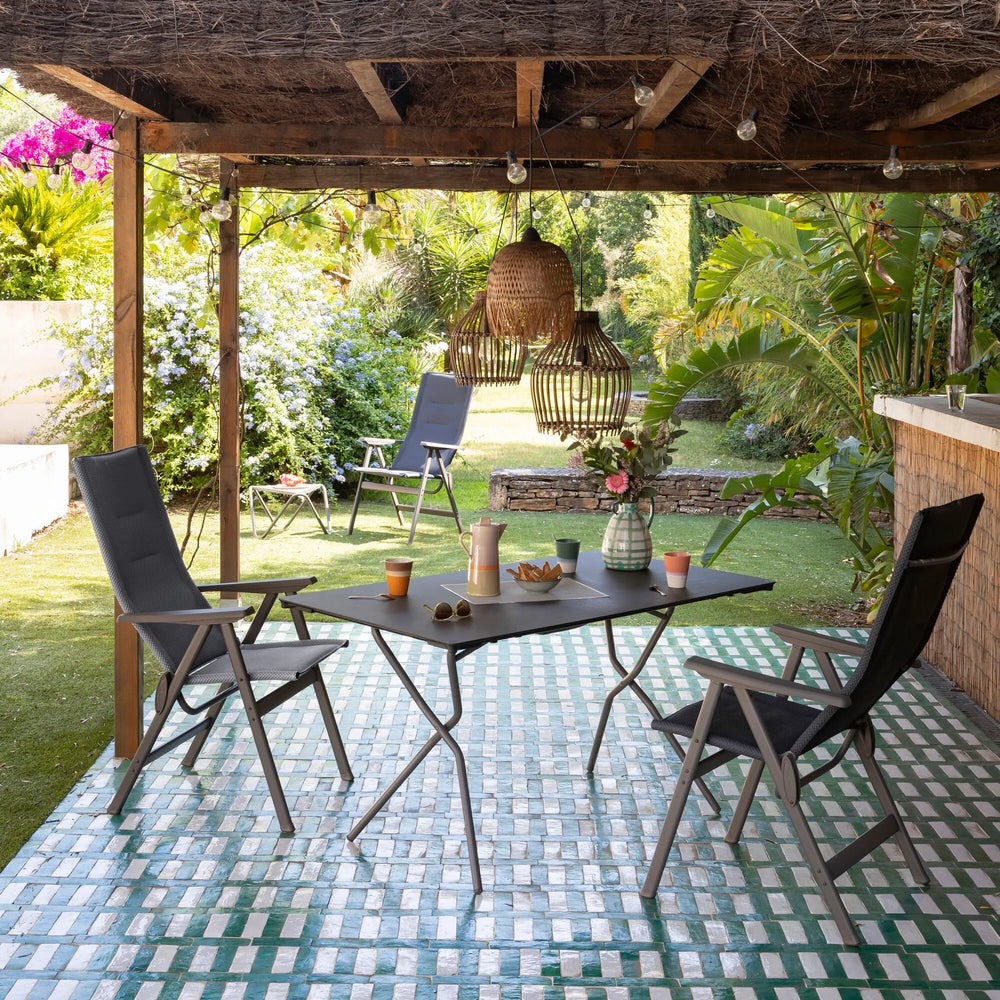 Table pliante 139x79x73cm Anytime HPL Gris Fusain tube Titane