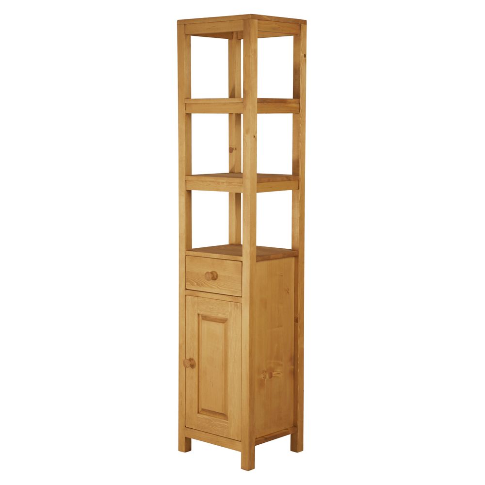 Colonne de salle de bain en pin 3 niches, 1 porte et 1 tiroir Aravis