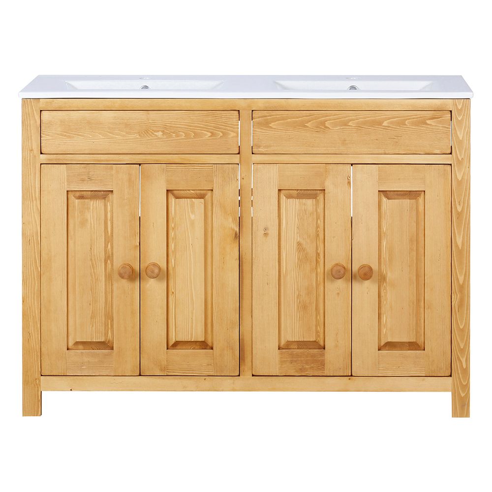 Ensemble meuble sous vasque 120 cm 4 portes, plan vasque ARAVIS