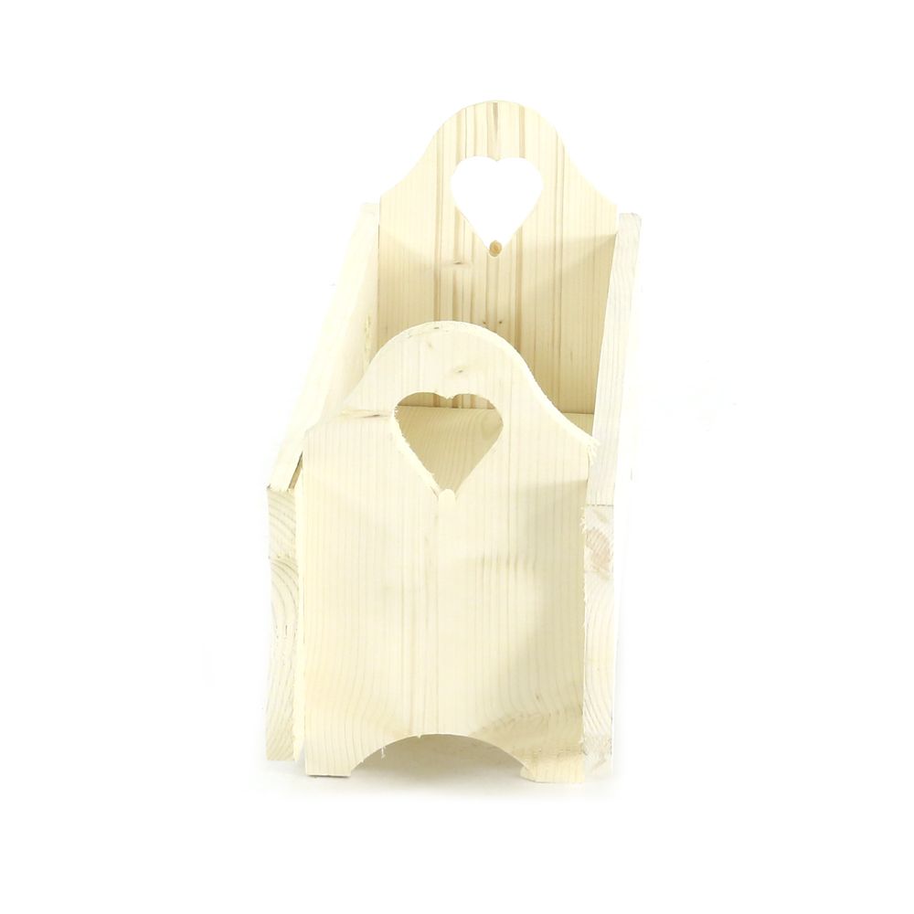 Jardinière en bois savoyarde découpe coeur - 60cm