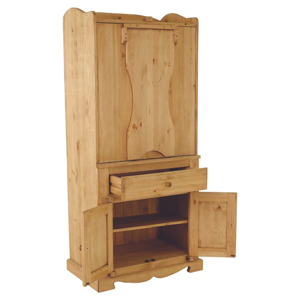 Table de berger escamotable en pin massif 3 portes 1 tiroir Farmer