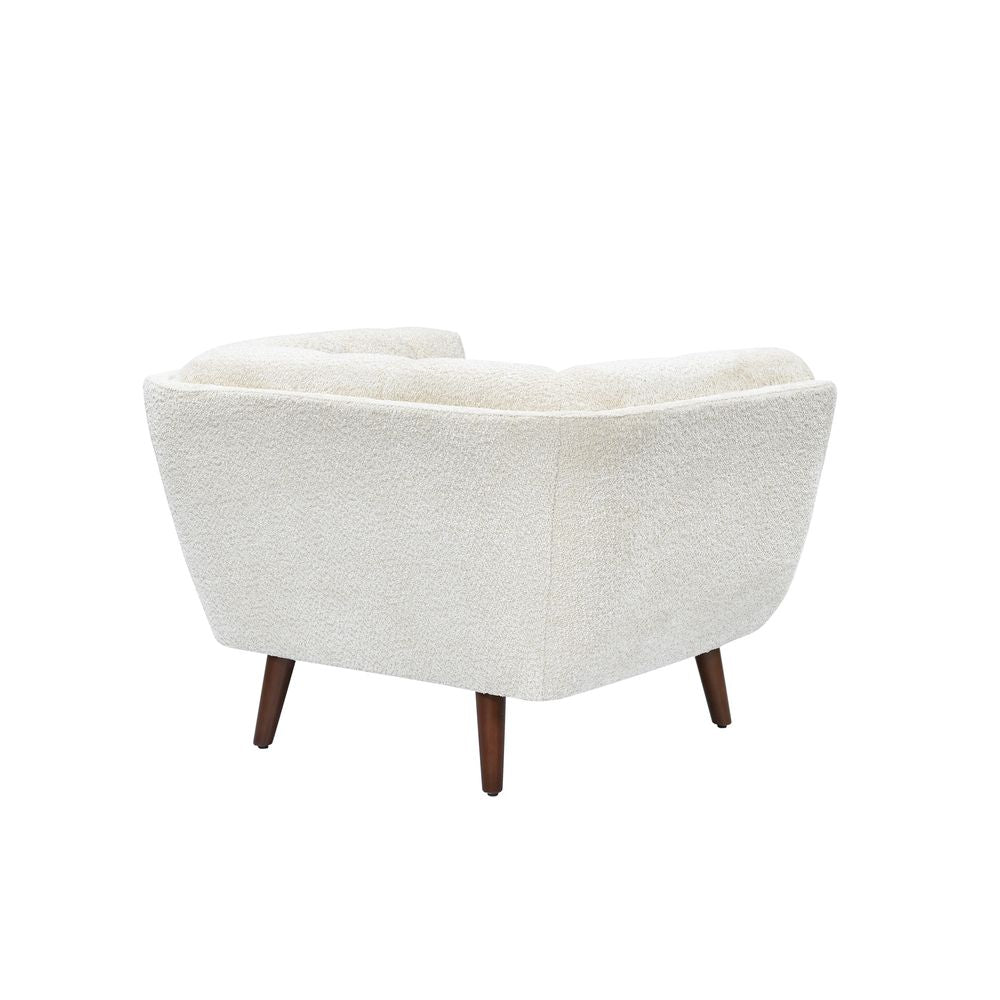Fauteuil Gustav En Tissu Bouclette Crème - Confort Et Style Rétro Pour Ton Salon Ou Bureau - 2