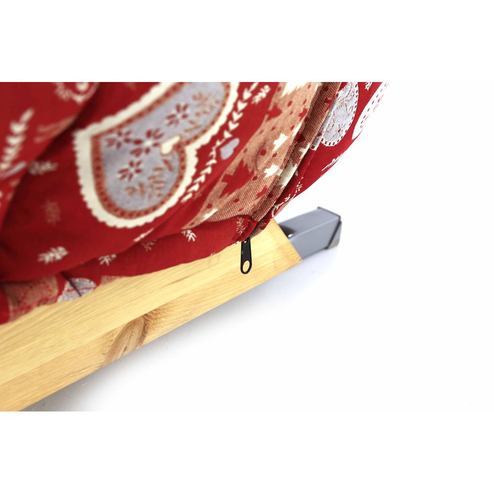 Canapé convertible BZ pin massif sculpté 140 x 200 cm coeurchevel rouge Aspin